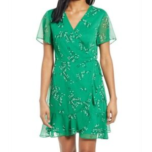 All in Favor Isabella Green Floral Wrap‎ Dress Sz XL Cottagecore Lightweight
